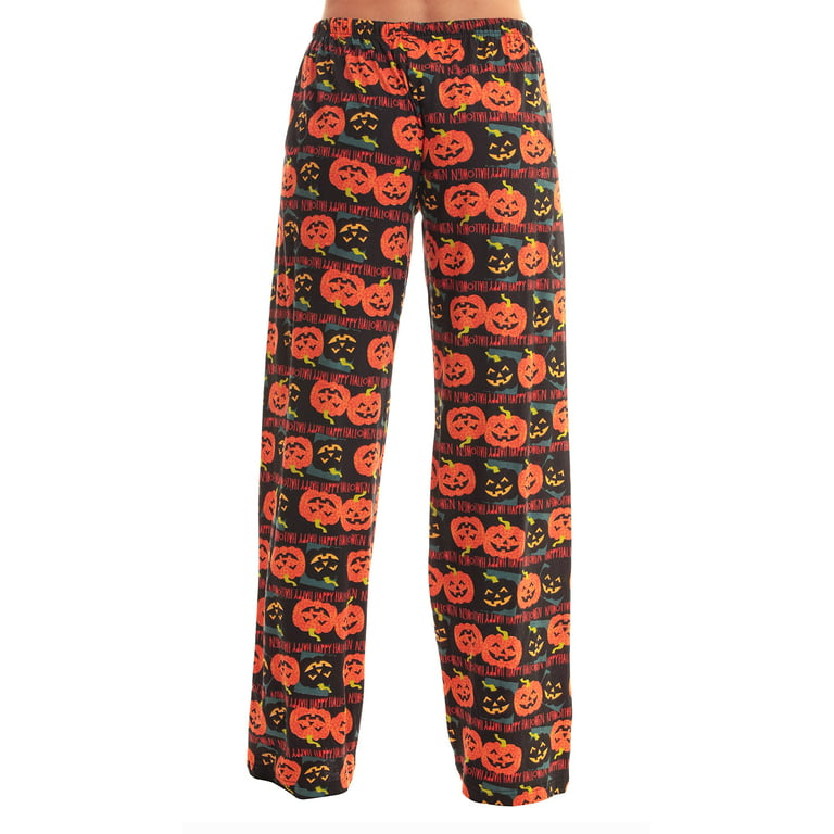 Just Love Women Pajama Pants Sleepwear (Black - Halloween Pumpkins, X-large)