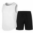 thumbnail image 4 of dazeni Men's 2 Piece Mesh Breathable Athletic Set Quick-Dry Short Sleeve T-Shirt & High Waisted Drawstring Shorts Lightweight Summer Beach Outfits Beige Large, 4 of 7
