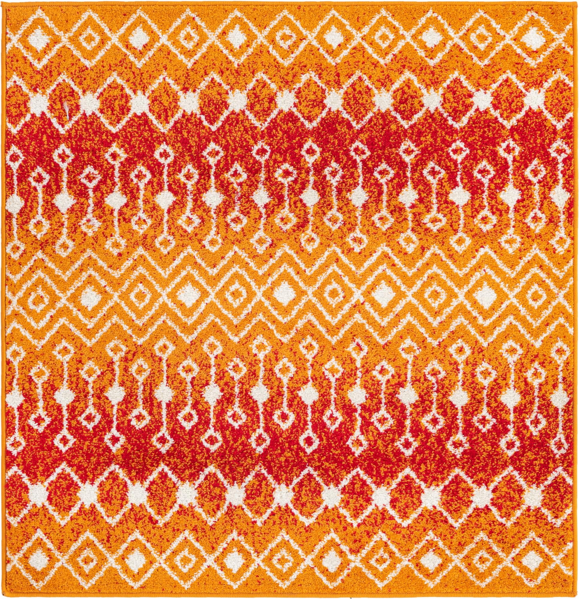 Rugs.com Moroccan Trellis Collection Rug – 4 Ft Square Orange And Red ...