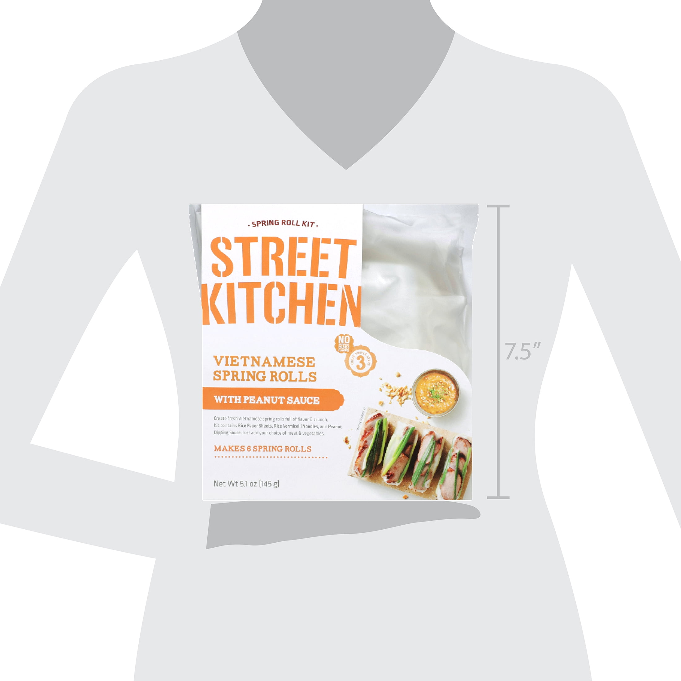 (5 pack) Street Kitchen Spring Roll Kit with Peanut Satay Sauce, 5.1 oz, Shelf Stable