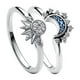 thumbnail image 3 of Anillos de compromiso para mujer, sortija de Luna y Sol Azul celeste brillante, banda para el dedo apilable, novedad de 2023, 3 of 4