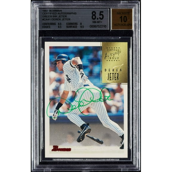 1997 Bowman Derek Jeter Autographs Green Ink BGS 8.5 AUTO 10