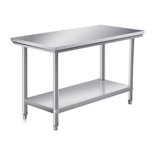 Mesa de acero inoxidable para preparación y trabajo, mesa comercial resistente para restaurante, hogar y hotel 120cmx40cmx80cm