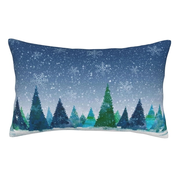 Fotbe Christmas Trees Funda de Almohada Decorativa Estilo Occidental, Lujo en Algodón, Fundas para Almohadas King, Cojín Estampado para Decoración del Hogar-16"x24"