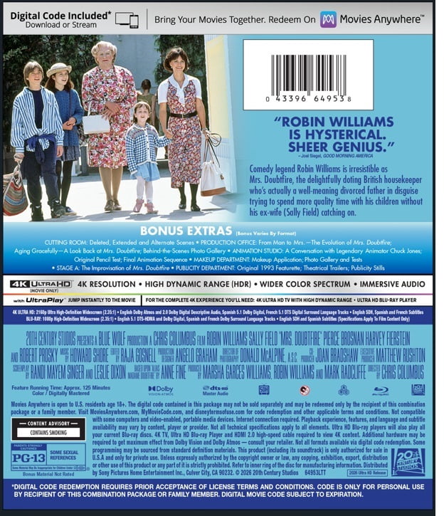 20th Century Studios - Mrs. Doubtfire [ULTRA HD]