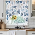 thumbnail image 4 of Blue Coastal Kitchen Window Curtains, Swag Curtains Valance for Bedroom Living Room Bathroom, Starfish Sea Turtle Coral Nautical Beach Rod Pocket Window Curtain Block Drapes 2 Panels 36"x45", 4 of 9