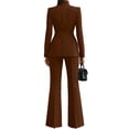 thumbnail image 4 of Women Blazer Pants Suit 2 Piece Outfits Casual Long Sleeve Blazer Set for Work Business Brown S, 4 of 9