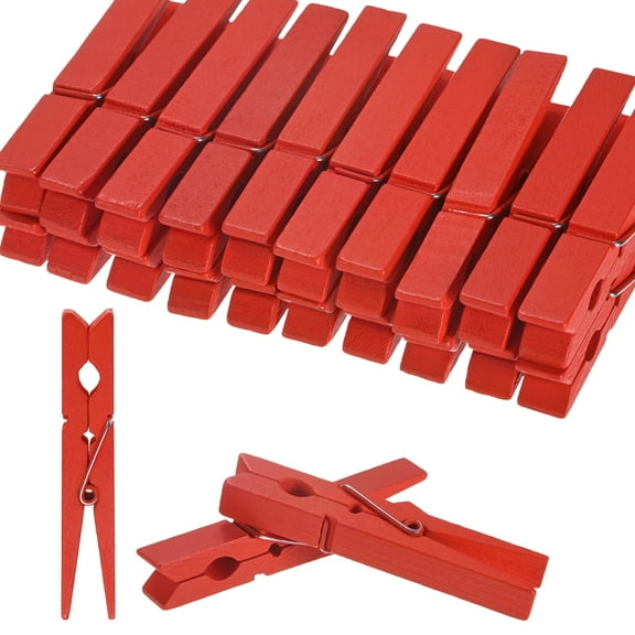 30-Pack Colored Clothespins Wooden, 2.8 Inch/72mm Colorful Clothes Pins for Hanging Clothing/Crafts[Red]