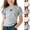 Blue, variant on Girls Hollow Out Scalloped Neck Short Sleeve Top Solid Color Soft Cotton Casual Blouse for Summer Charming Wear