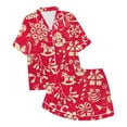 thumbnail image 4 of GDREDA Ensemble de pyjamas pour Femmes Dames de Noël Imprimé Satin de Soie à Manches Courtes Ensemble de Pyjama Femmes Ensembles de pyjamas pyjamas Rouge,G, 4 of 4