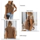 thumbnail image 5 of Tops de verano para mujer, cuello redondo, estilo volante acanalado, Color puro, camisa informal holgada para mujer, para fiesta, compras, oficina, marrón, 2XL, 5 of 6