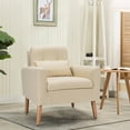 thumbnail image 4 of Costway  Accent Chair Upholstered Linen Armchair Sofa Chair w/Waist Pillow Beige, 4 of 12