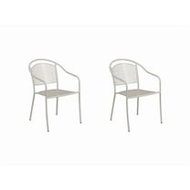 2 PACK Round Back Light Gray Metal Outdoor Patio Stackable Dining Chair For Commercial or Residential Use