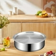 thumbnail image 2 of DOMELAY Round Rice Bowl with Lid Noodles Bowl Baking Gifts Korean Stainless Steel Rice Bowl Steamer Plate for Home Kitchen Tool Argent, 2 of 7
