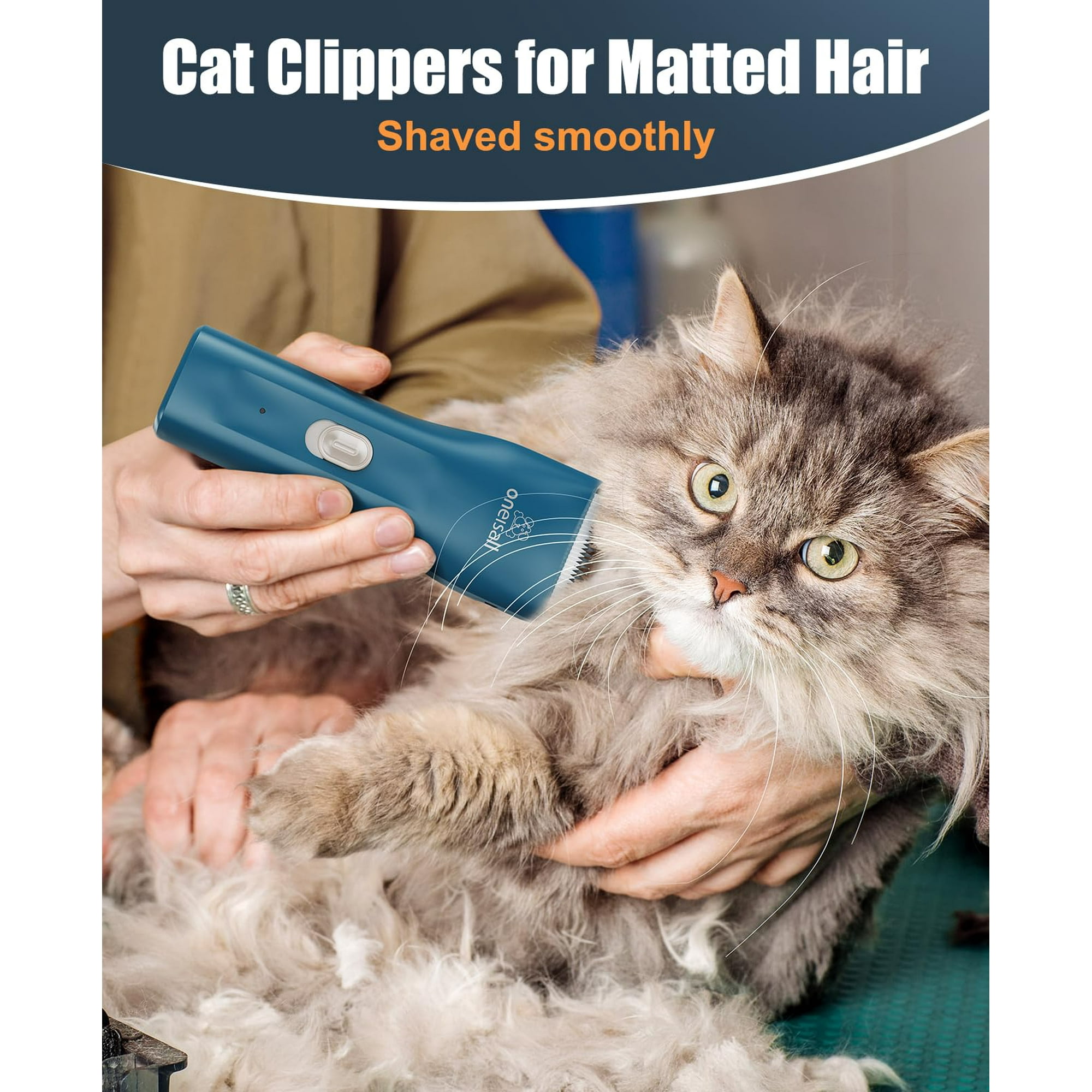 Quiet Cordless Pet Clipper for Cat Matted Hair Shaver for Cats with Long Hair Standard Blade Effortlessly groom your feline friend Walmart