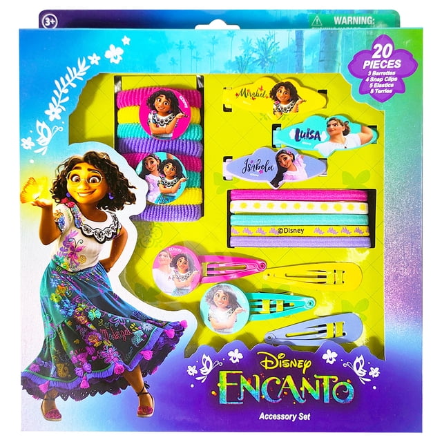 Luv Her Encanto Juego de accesorios para niñas de 20 piezas con 3 pasadores, 4 pinzas para el cabello, 5 elásticos y 8 ponis de rizo, a partir de 3 años