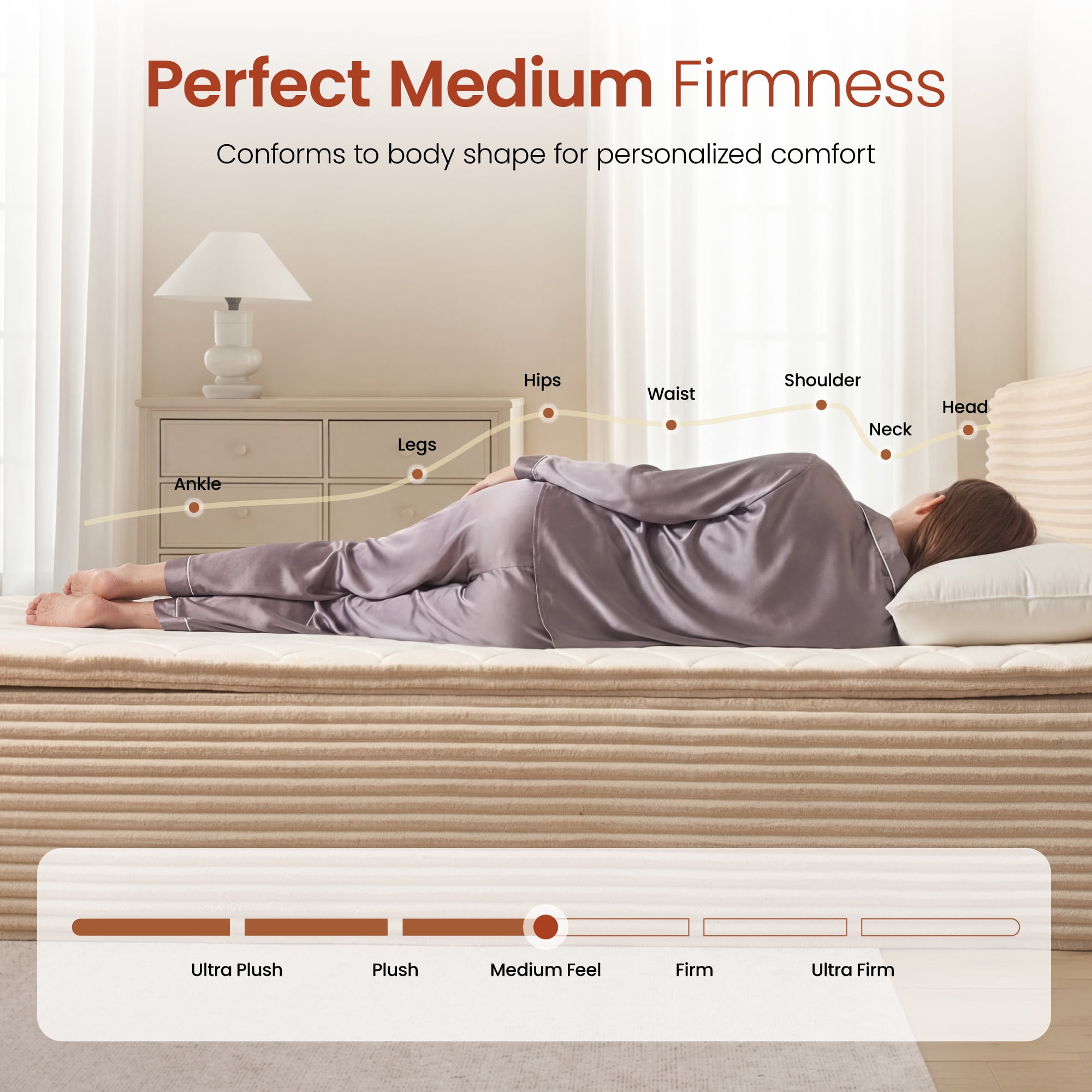 Ovios Full Size All-in-One Floor Bed in a Box, 16.7" Upholstered Compressed Foam Mattress with Headboard, No Assembly Required, Beige