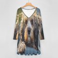 thumbnail image 4 of Dog Taking A Bath Long Sleeve Dresses For Women Vintage Elegant Party Dress Oversized V-neck Dress S-8XL, 4 of 7