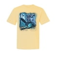 thumbnail image 1 of Wild Bobby, Owl Flying at Night In Front of the Moon, Animal Lover, Garment-Dyed Washed Look Short Sleeve T-Shirt, Banana, 2XL, 1 of 3