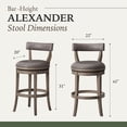 thumbnail image 5 of Maven Lane Alexander Bar Stool, Reclaimed Oak with Stone Vegan Leather, Set of 2, 5 of 6