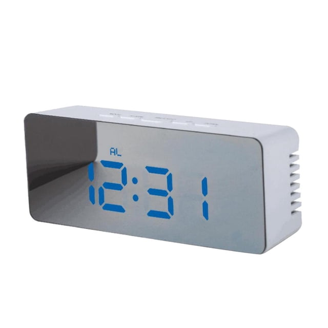 Reloj Despertador Multifunción Relojes Digitales LED - Temperatura / Modo de lámpara / Snooze / Espejo de Maquillaje - Rectángulo, azul Rectángulo luz LED azul Colco LED Despertador Digital de Viaje