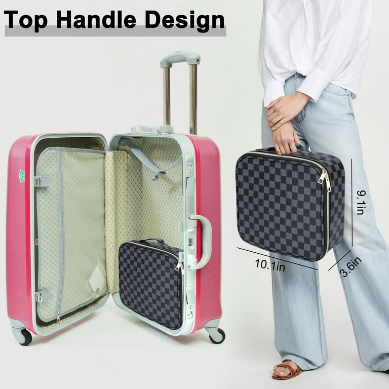 TSV Large Travel Makeup Bag with Handle, Waterproof PU Toiletry