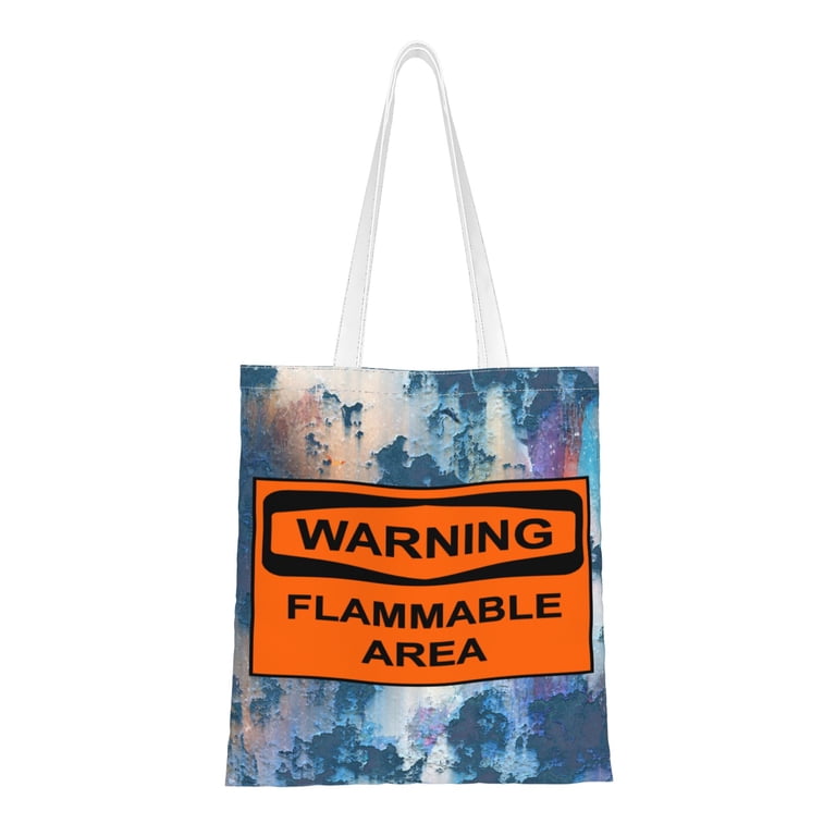 DouZhe Reusable Grocery Bags, Flammable Danger Warning Lightweight