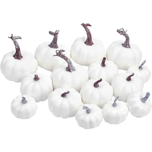 Fall Decor Fall Decorations for Home 15 Pcs Artificial Pumpkins Assorted Sizes Rustic Harvest Pumpkins Foam Pumpkin for Autumn Halloween Thanksgiving Party Home Decor