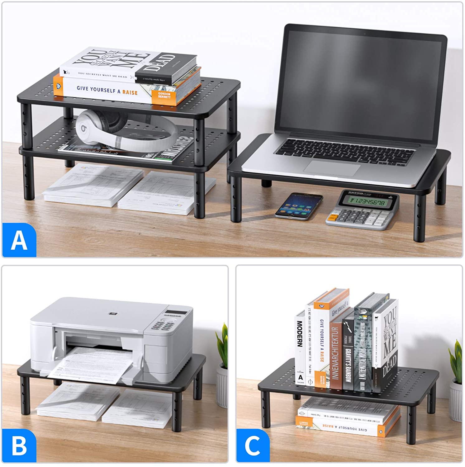 MountFTV 2-Pack Monitor Stand Riser, Adjustable Height photo 7