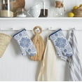 thumbnail image 2 of Martha Stewart Strie Medallion Oven Mitt 2-Pack Set, Navy Blue, 7"x13", 2 of 4