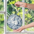 thumbnail image 6 of Blue Floral Rabbit Farmhouse Suncatcher Stained Glass Style UV Printed Glass Chinoiserie Round, 6 of 8