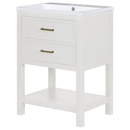 24-Inch Bathroom Vanity with Top Sink, Modern Storage Cabinet, 2 Drawers