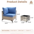 thumbnail image 3 of Vcatnet 3 Pieces Patio Outdoor Conversation Set All Weather Furniture Wicker Sofa Set with Solar Lamp Coffee Table,Diamond Blue, 3 of 7