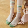 thumbnail image 4 of Yuanlong Womens Crew Socks Floral Print Striped Thin Mesh Mid-Calf Socks Spring Summer Hosiery Breathable Soft Lady Socks, 4 of 4