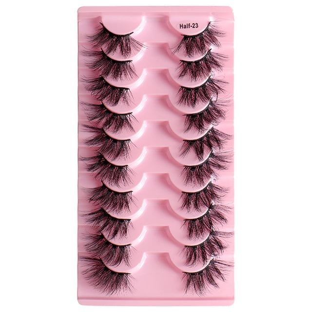 Pestañas postizas Pestañas medias naturales Pestañas cortas y tenues de visón sintético Pestañas postizas 10 pares