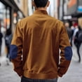 thumbnail image 5 of Men's Corduroy Jacket, Full Zip Patchwork Mock Neck Jackets Fall Winter Loose Mens Sport Coats With Elbow Patches, 5 of 8