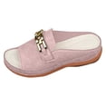 thumbnail image 3 of Rokment Classic Mules Orthopedic Dress Walking Sandals for Women 2026 Summer Fashion Casual Leather Open Toe Platform Wedge Low Heel Backless Slippers Pink Size 9, 3 of 4