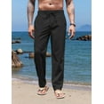 thumbnail image 4 of COOFANDY Men's Casual Elastic Waist Linen Pants Drawstring Beach Yoga Trousers Summer Lightweight Long Pants with Pockets, 4 of 7
