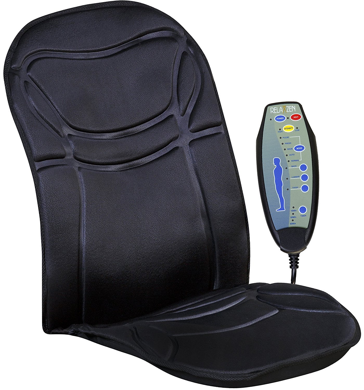 60 2926 6 Motor Massage Seat Cushion With Heat Six Invigorating Motors For The Upper Back Lower And Thighs By Relaxzen