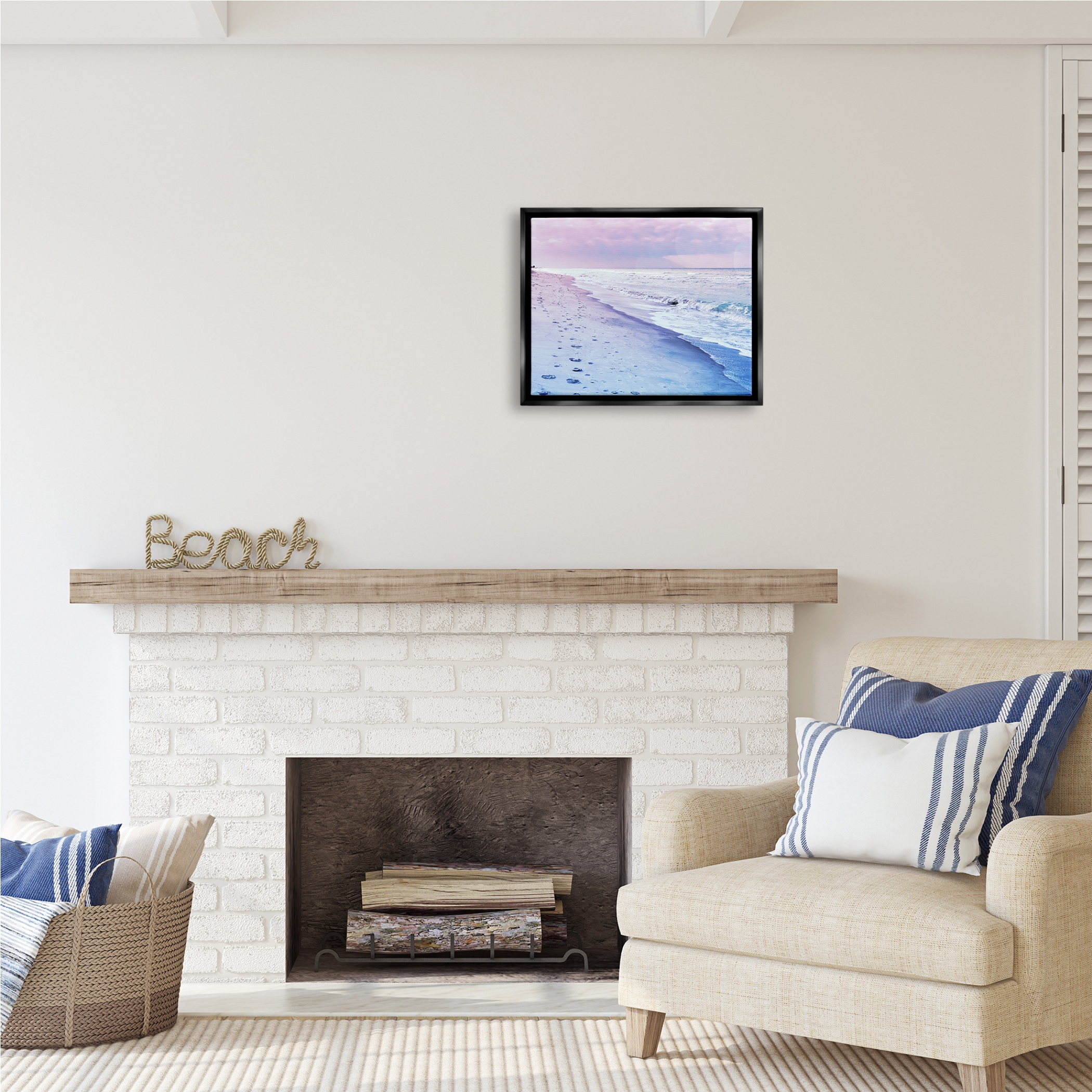 Stupell Industries Dawn Break Shoreline Nature Photography Black Floater Framed Art Print Wall Art, 21 x 17