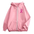 thumbnail image 5 of Womens Fall Zip Up Hoodies Breast Cancer Awareness SweatshirtsSurvivor Support Shirts Women, Drawstring, Pink Ribbon Print Long Sleeve Winter Comfy Track Jackets with Pocket Pink 3XL, 5 of 7