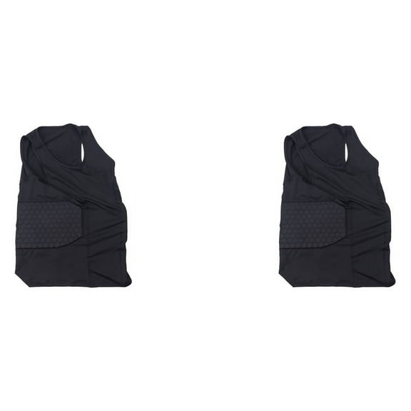 2X Men's Rib Protector Padded Vest Compression Shirt Training with 3-Pad for Football Soccer L