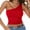 Red, variant on tank top for women Women Summer Casual Top One Shoulder Tight Fit Solid Color Sleeveless Wrap Chest Tank Top Womens tank tops Black + XXL