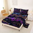 thumbnail image 2 of Manfei Monster Truck Bed Sheets,Cartoon Theme Pattern Full Size Sheets,Black,4-Piece,1 Flat Sheet, 1 Fitted Sheet and 2 Pillowcases, 2 of 6