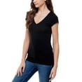 thumbnail image 3 of AVETO Womens Black Short Sleeve V Neck T-Shirt Juniors S, 3 of 4