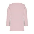 thumbnail image 5 of tklpehg 3/4 Sleeve Tops for Women V-Neck Cold Shoulder Tops Lightweight Fashion Print Casual Loose Going Out Tops Tunic Tops Comfy Blouses (Pink,L), 5 of 5