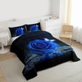 thumbnail image 3 of Homewish Blue Rose Full Size Comforter Sets,Romantic Flower Bedding Comforter Set,Chic Butterfly Bedding Sets For Girls Kids,Breathable Home Decor Reversible,3 Pieces, 3 of 8