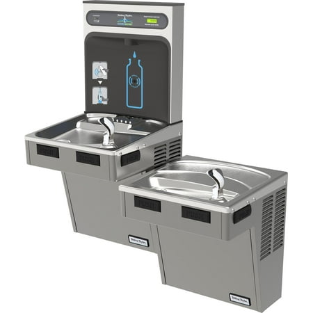 Bi Level Filter - Halsey Taylor HydroBoost Bottle Filling Station with Bi-Level Green ADA Cooler, Filtered, 8 GPH, Platinum Vinyl