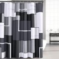 thumbnail image 2 of Gray Shower Curtain Set Grey Shower Curtain for Bathroom Slub Fabric Modern Gray Shower Curtain Geometric Bath Curtains Decorative Gray Shower Curtain Set with Hooks Water Repellent, 72x72, Dark Grey, 2 of 6