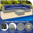 thumbnail image 3 of Canddidliike 3 Pieces L-Shaped Patio Sofa, Outdoor Patio Furniture Set with Cushions and Tempered Glass Table-Black, 3 of 7